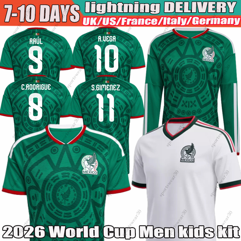 2026 Mexico Soccer Jerseys S.GIMENEZ A.VEGA RAUL E.ALVAREZ C.MONTES O.PINEDA R. ALVARADO Football Shirt Men Kids kit Kits Unifor