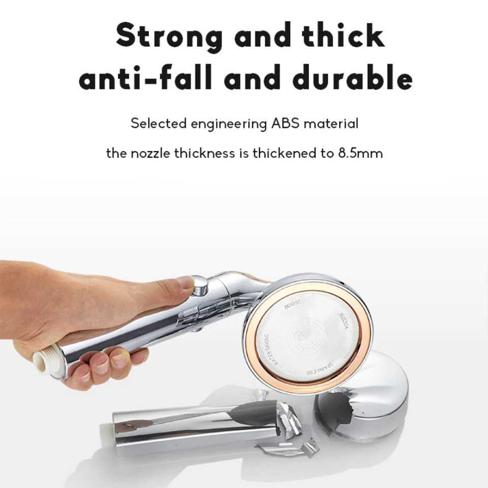 Big Panel High Pressure Large Flow Shower Head With Stop Water Button Silver Massage Abs Spray Nozzle Rainfall Bathroom Shower C251220