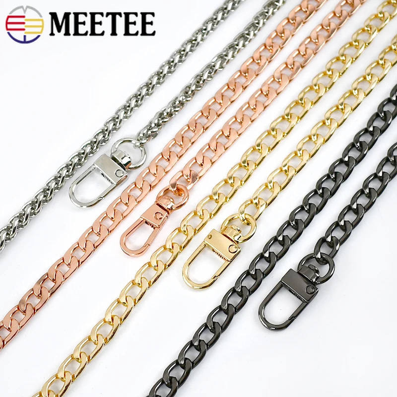 Meetee 100120cm Metal Purse Chains Bags Strap Replacement Shoulder Crossbody Bag Straps Wallet Handle DIY Handbags Hardware 251219