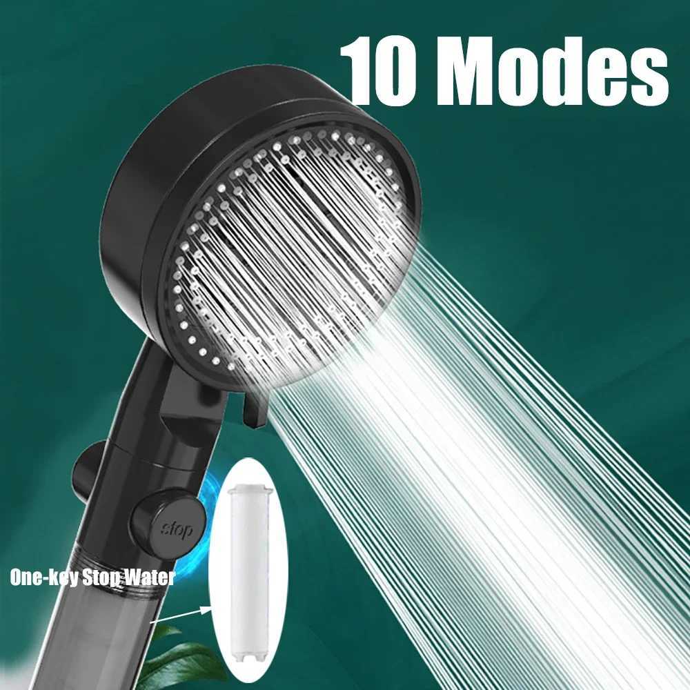 10 Spray Filtered Shower Head High-Pressure Handheld Water Saving Showerhead Fall Resistance One Touch Stop Bath Shower Nozzle C251220