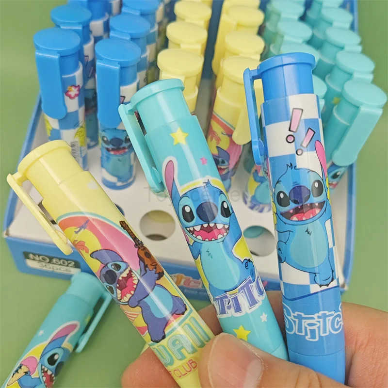Disney 12/36 Pcs Stitch Lipstick Modeling Eraser Lilo Stitch Cartoon Cute Student Supplies Stationery Wholesale H251220