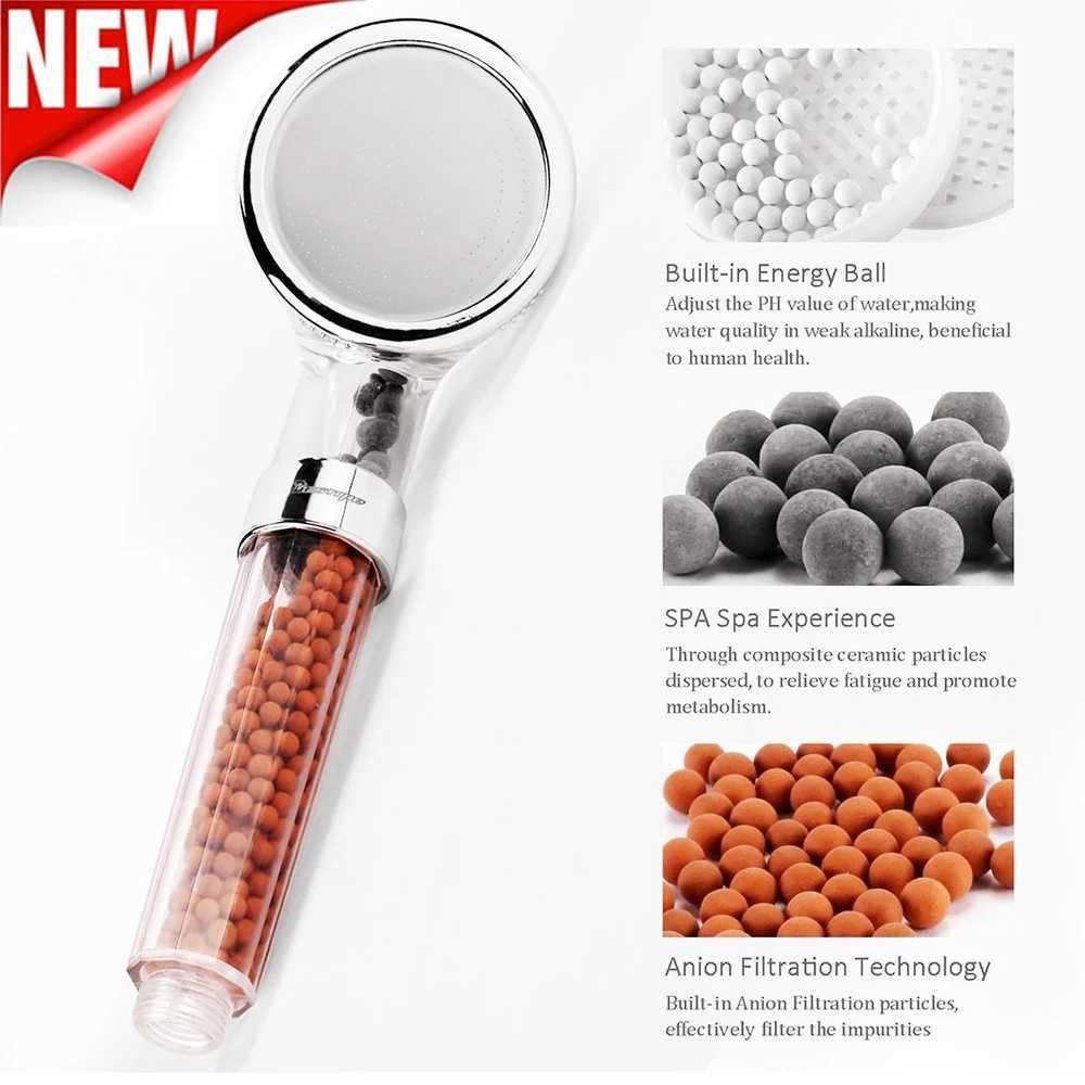 Bathroom Water Therapy Shower Negative Ion SPA Shower Head Water Saving Rainfall Shower Filter Head High Pressure Bath Spray C251220