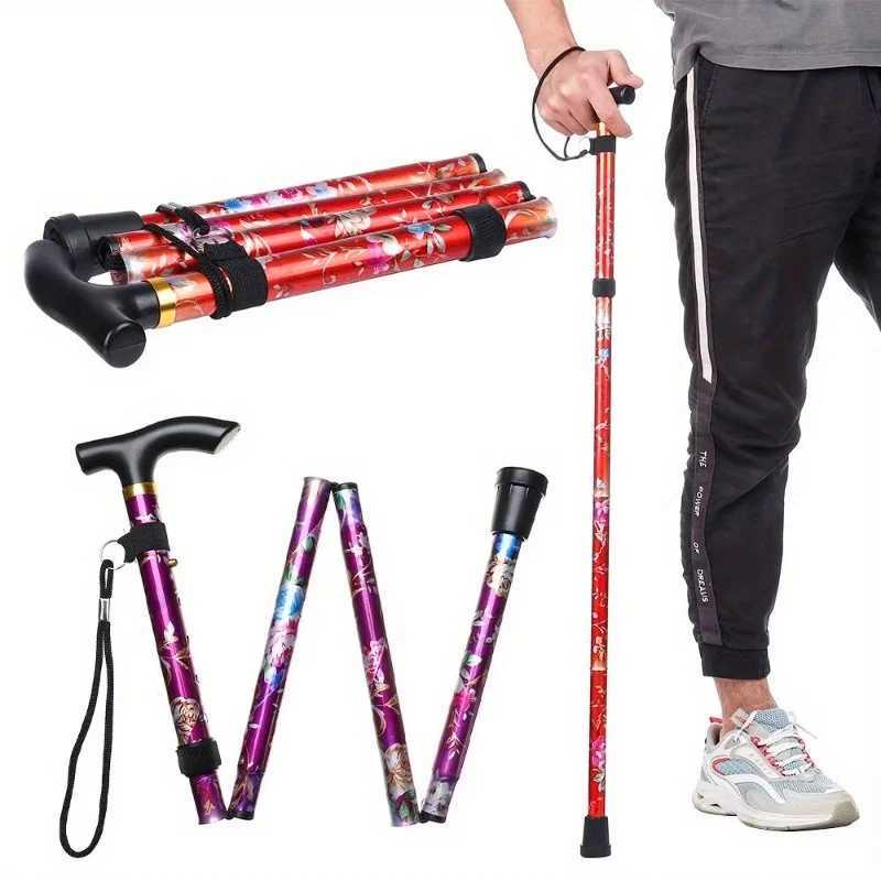Collapsible Elderly Care Gift for Adults Elder Hiking Poles Non-slip Crutches Telescopic Walking Cane Folding Trekking Stick G251220