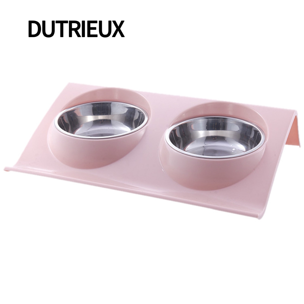 K3412 Stainless steel food and water bowl for cats, integrated neck support base, anti-tipping pet food bowl.