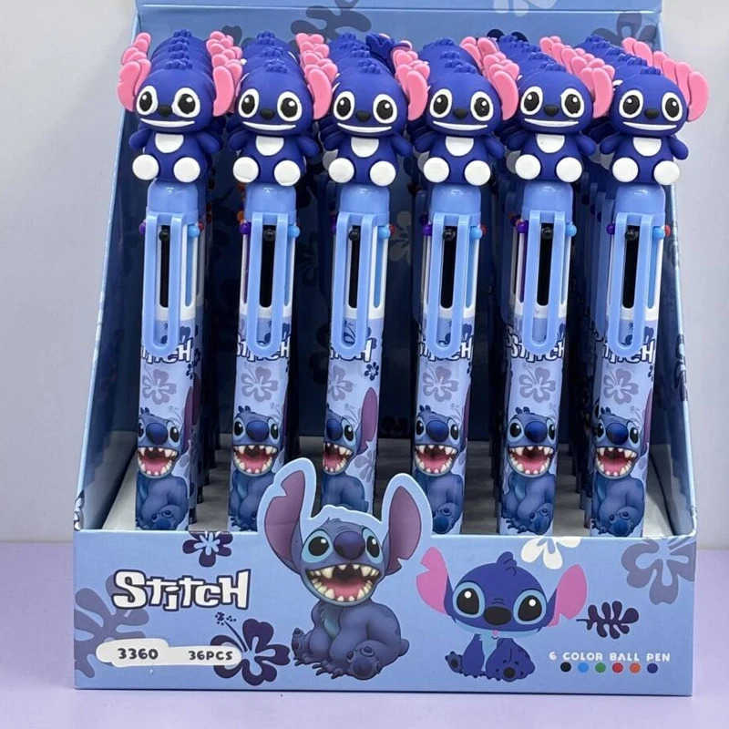 Disney Stitch Ballpoint Pen 36Pcs 6 Color Cartoon Pen 07mm Student Cute Writing Tools School Office Supplies Ballpoint Pen H2512201