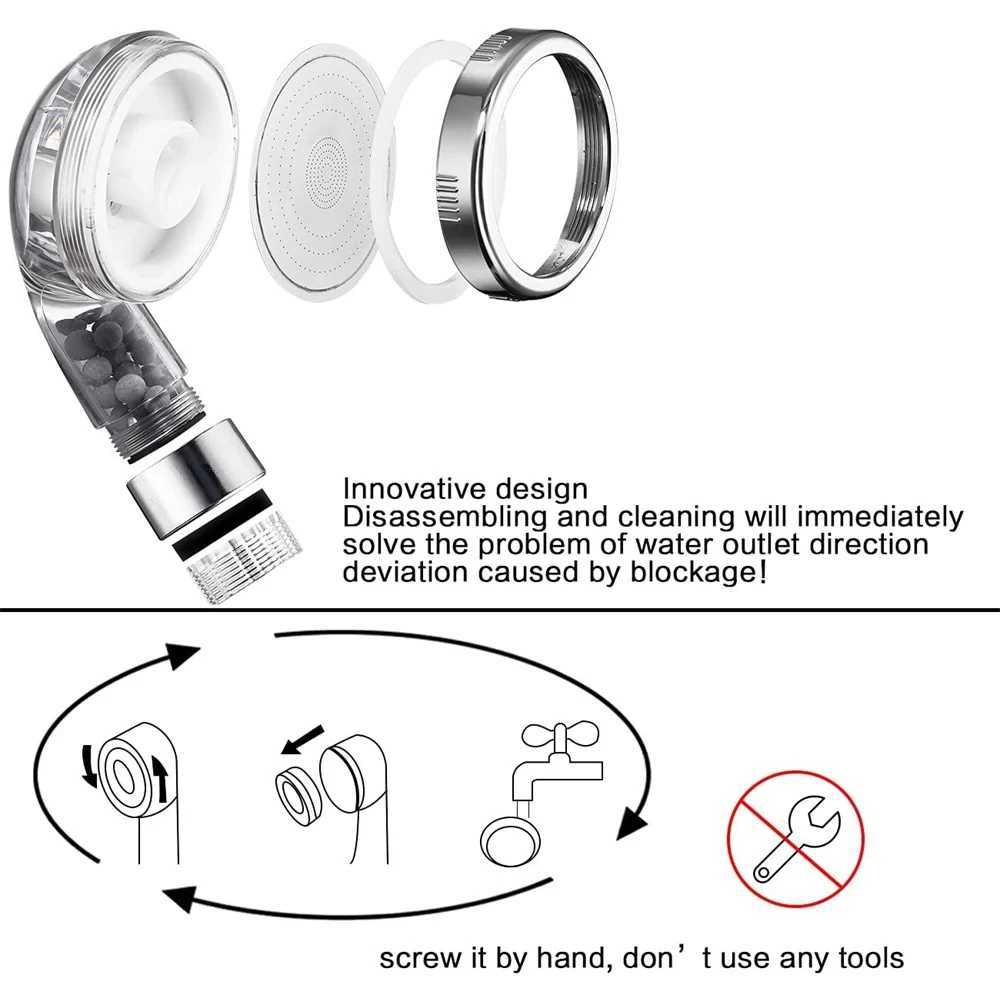 Filtered Shower Head ABS High Pressured Water Saving Spray Handheld Clear Shower Heads SPA With Filter Beads for Bathroom C251220