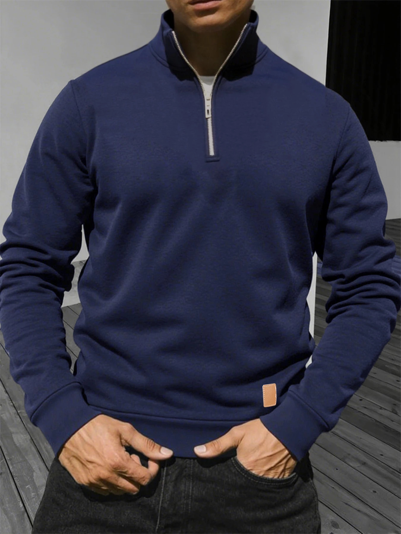 Mens Half Zipper Pullover Autumn Warm Long Sleeve Sweatshirt Solid Color Casual Turtleneck Fashion Jogging Top Sport Streetwear 251219