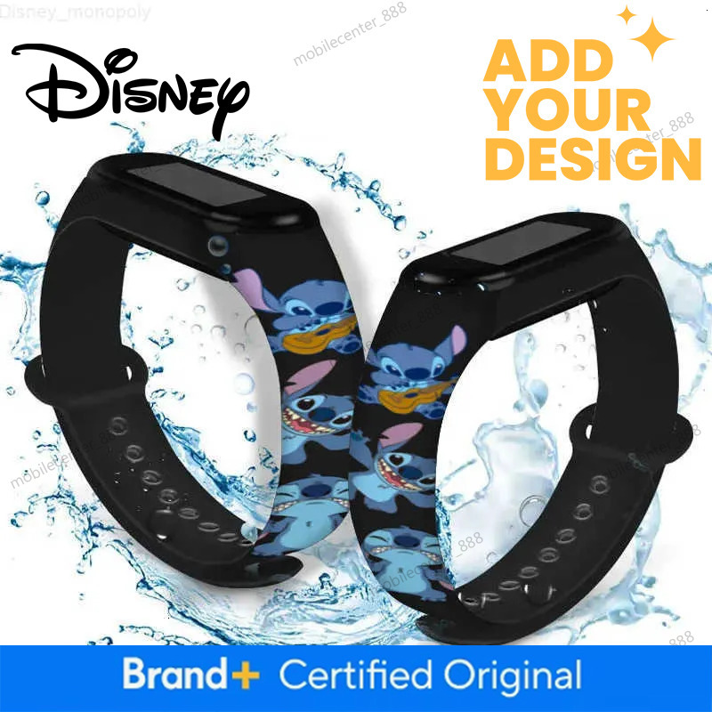 Disney custom Watches Lilo Stitch Anime LED Luminous Waterproof Electronic Sports Silicone Watch for Kids Birthday Gift H250924