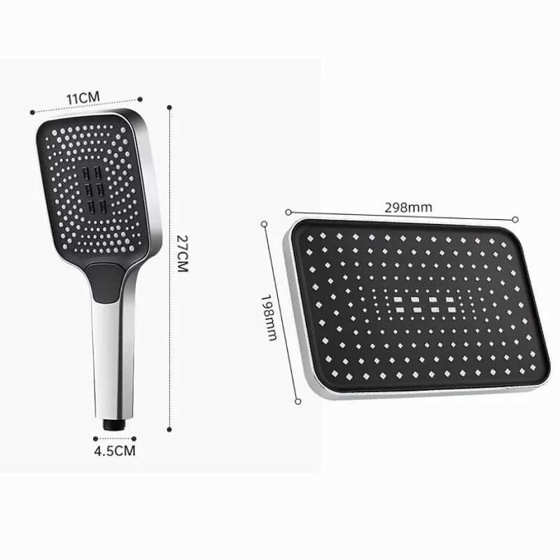 Rainfall Shower Head Large Flow Supercharge Showerhead 4 Mode Adjustable Sprinkler Faucet Replacement Parts Bathroom Accessories C251220