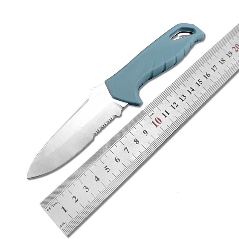 BM 18040 Portable Survival Fixed Blade Knife with Sheath D2 Steel Blade Nylon Fiber Handle EDC Outdoor Adventure Straight Knife