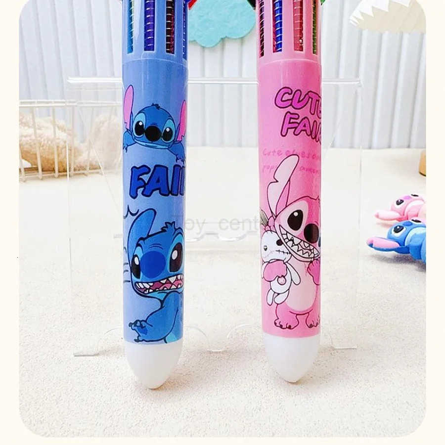 Disney 1PC Stitch 10-Color Ballpoint Pen Multi-Function Multi-Color Push-Button Pen 05mm Stitch Colorful Gel Pen H251220
