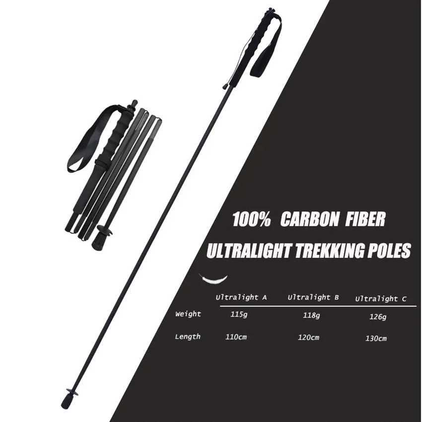 HEALING Ultra Light Trekking Pole Carbon Folding Hiking Stick Collapsible Hiking Poles Trekking Stick Walking Poles Walk G251220