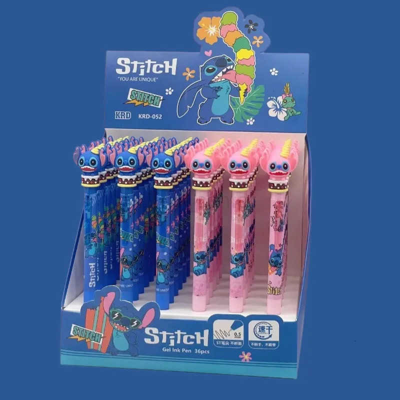 Disney Stitch 36 Gel Pens Cartoon 05mm Black Stationery Cute Student New Signature Pen Writing Tool Student Birthday Gifts H251220