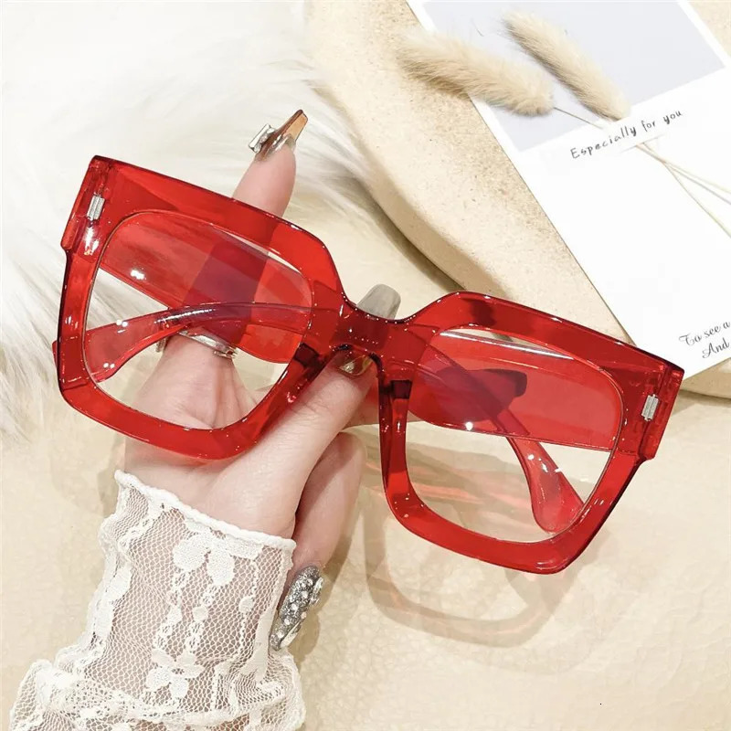 Oversized Transparent Computer Glasses Frame Anti Blue Light Blocking Glasses Large Frame Black Leopard Glasses Clear Lenses 251219