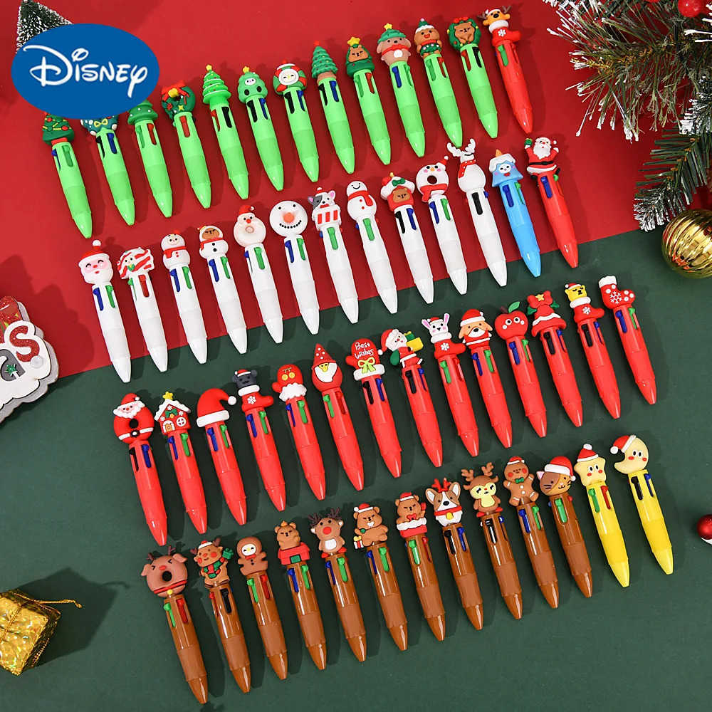 Disney 30Pcs/Lot Christmas Cute Cartoon Four Color Ballpoint Pen Mini Pocket Pen 3D Christmas Student Prize School Office Stationery H251220