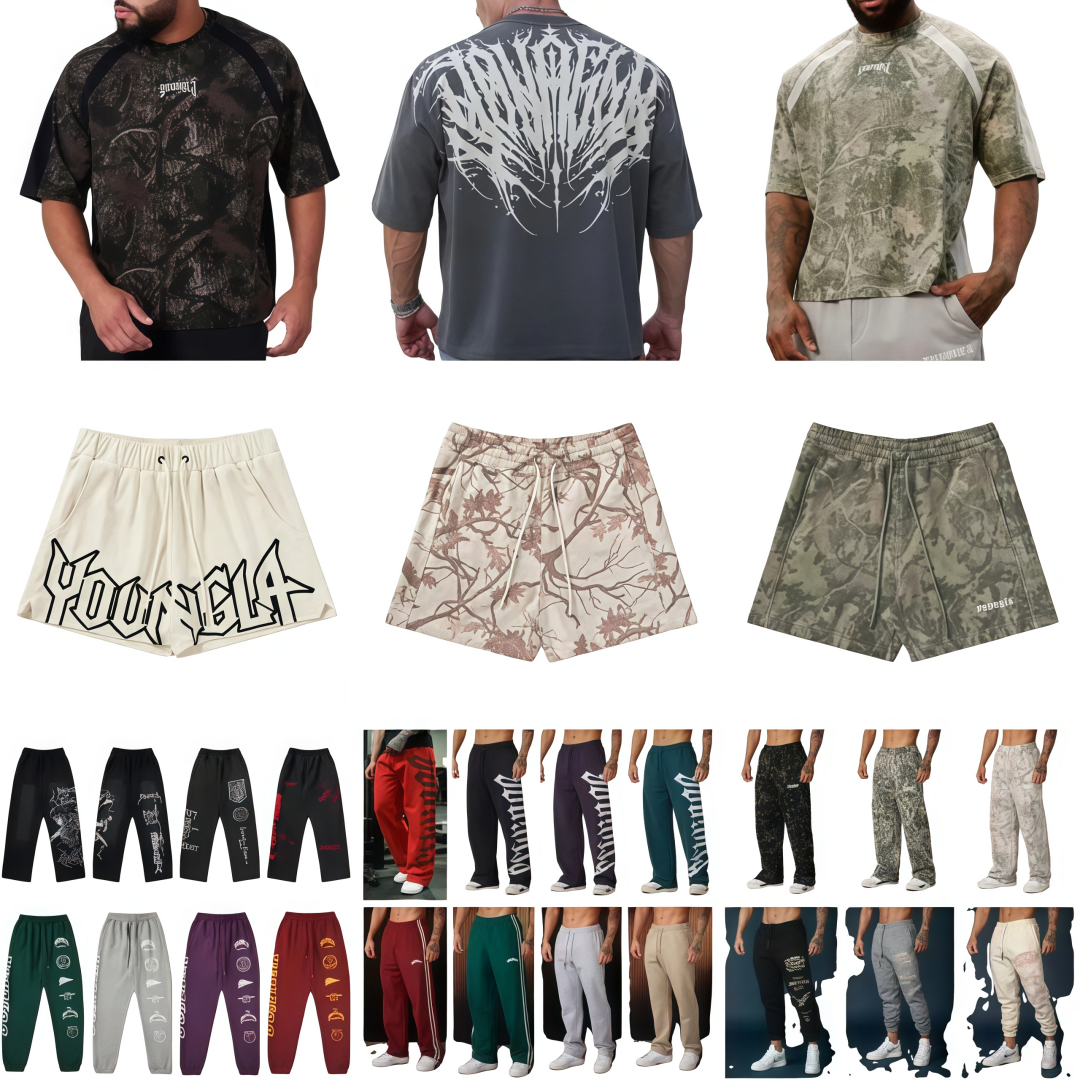 Sweatpants Streetwear Sweatpants gym clothes Men's Trendy Cotton Terry Joggers with Anime Print - Wide-Leg Casual Hip-Hop Style