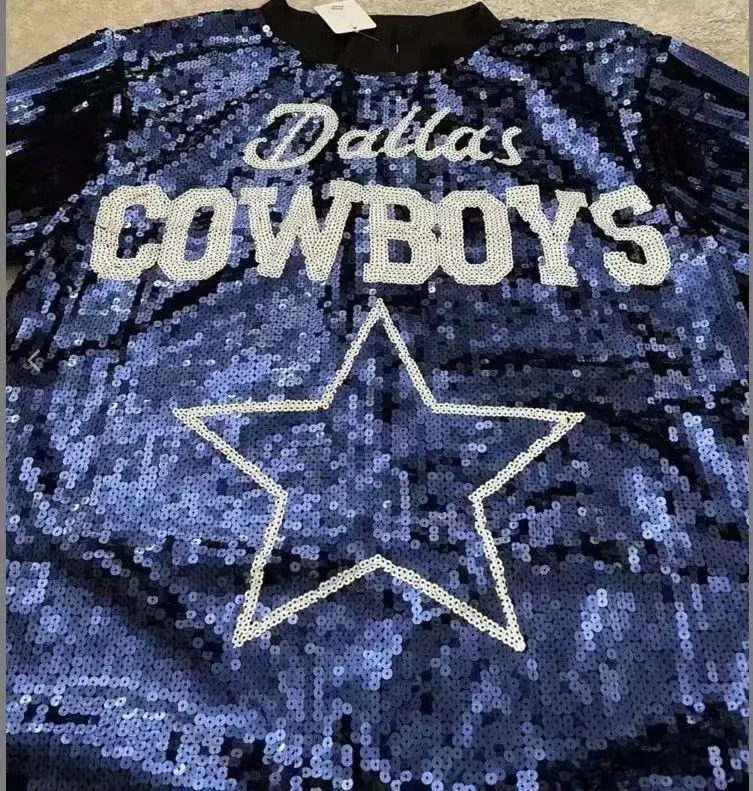 2025 Cow Baseball Football Game Female Tops Sequin Women Jersey Dress 251219