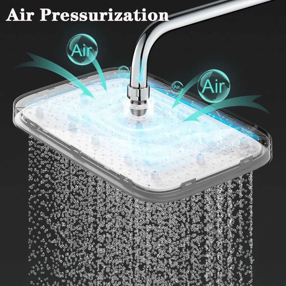 12 Inches Big Panel Large Flow Ceiling Mounted Supercharge Shower Head Set 4 Modes High Pressure Large Flow Bathroom Showerhead C251220