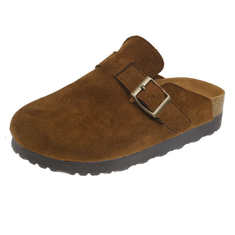 2025 Spring Summer New Retro Thick-Soled Closed-Toe Birkenstock Style Half Slippers Slip-On Versatile Lazy Shoes for Women