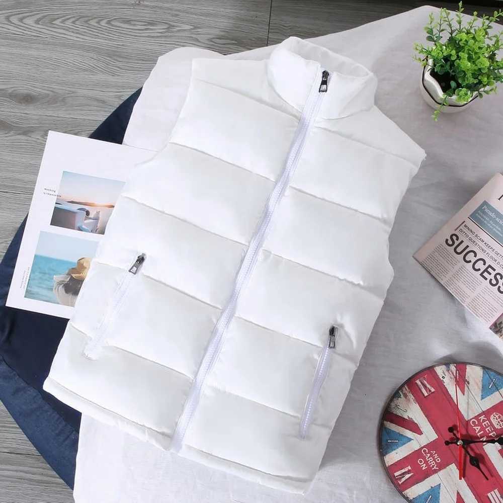 White Vest Jacket Men Slim Fit Stand Collar Sleeveless Puffer Jackets Spring Autumn Casual Waistcoat Men Warm Coat 2024 TrendsT251220