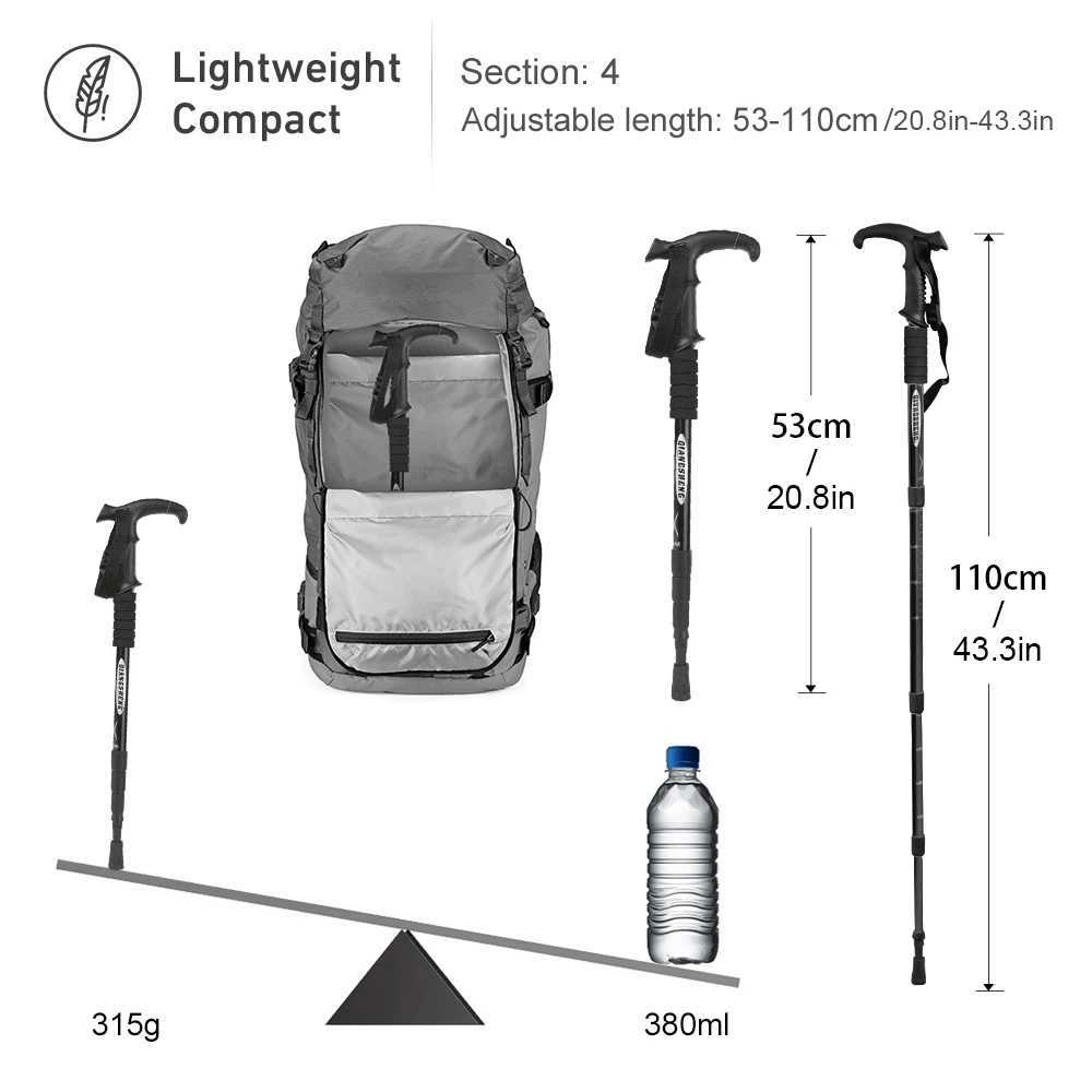 Outdoor Folding Trekkings Pole 4-Section Portable Walking Hiking Telescopic Stick Lightweight Camping Climbing Trekking Stick G251220