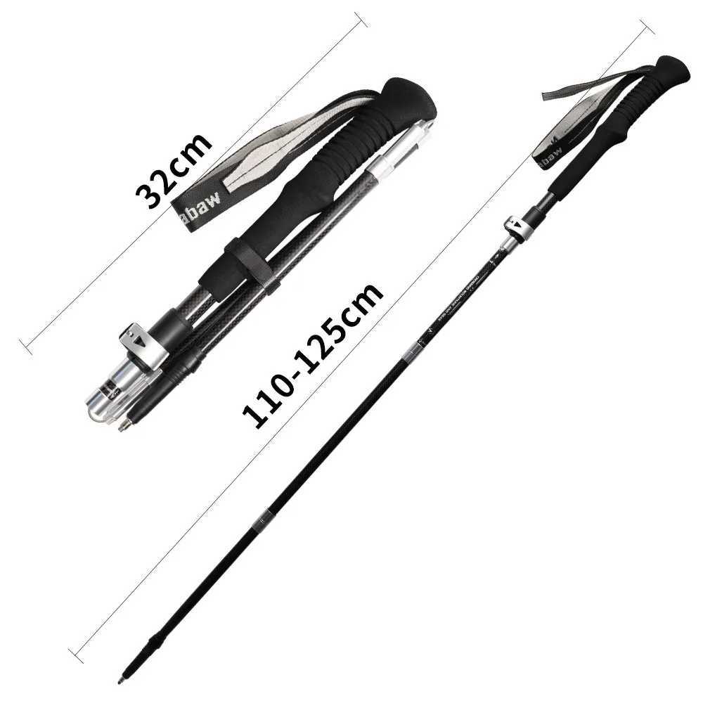 3K Carbon Fiber Folding Trekking Pole Ultra Light Five Section Hiking Staff Collapsible Walking Stick for Camping Trek G251220