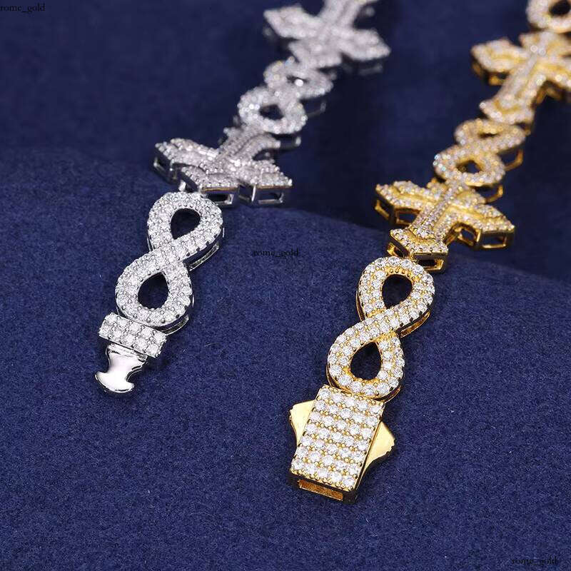 VVS Moissanite Fashion Spark Iced Vvs D Color Diatomaceous Earth 925 Sterling Silver Luxurious Infinity Cross Bracelet