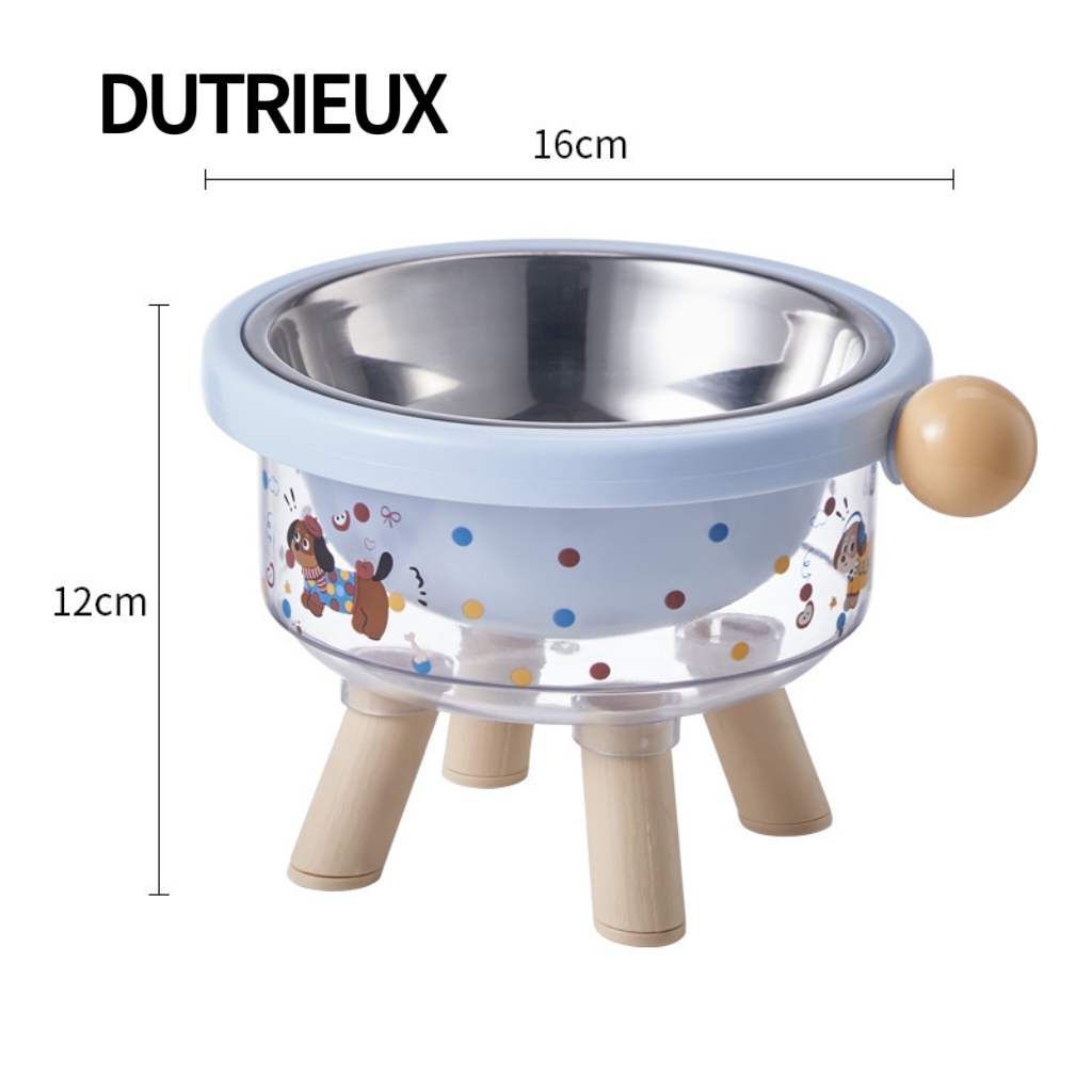 K3412 Stainless steel food and water bowl for cats, integrated neck support base, anti-tipping pet food bowl.