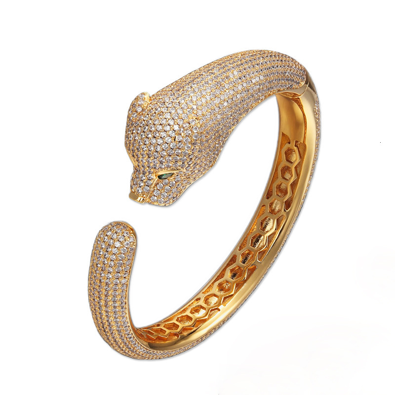 Attract Luck Jewelry And Gold-Plated Diamond Leopard Head Full Zircon White Gold Personalized Women's Bracelet Wholesale