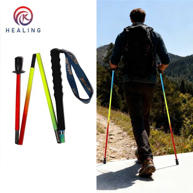 Ultralight Sticks T800 Carbon fiber Running Poles Outdoor Trekking Pole Hiking Stick 5-Sections Folding City Walking Sticks G251220