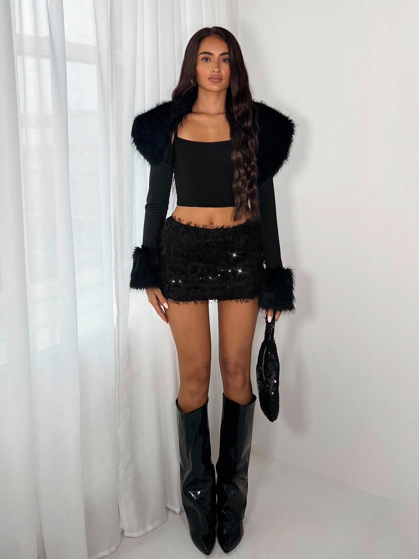 Women's Stylish Sequin Fringe Mini Skirt - American Retro A-line Bodycon Clubwear Skirt---121