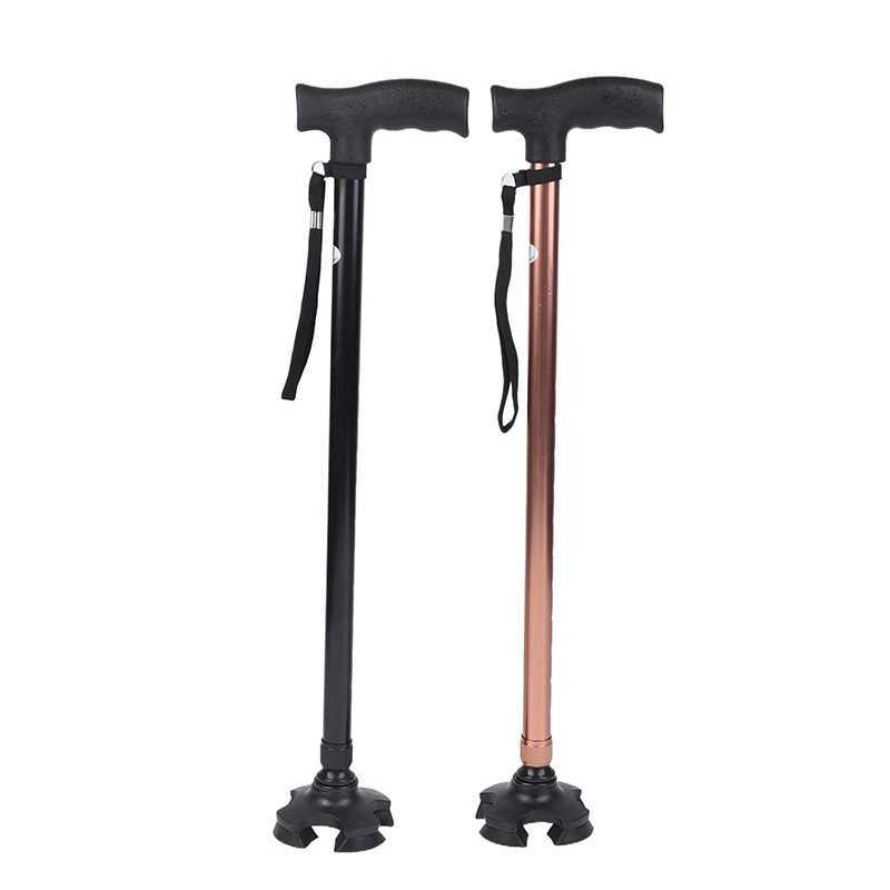 Old Man Non-slip Walking Stick T Handle Retractable Aluminum Alloy Canes Folding Crutch Hiking Elderly Walk Trekking Pole G251220