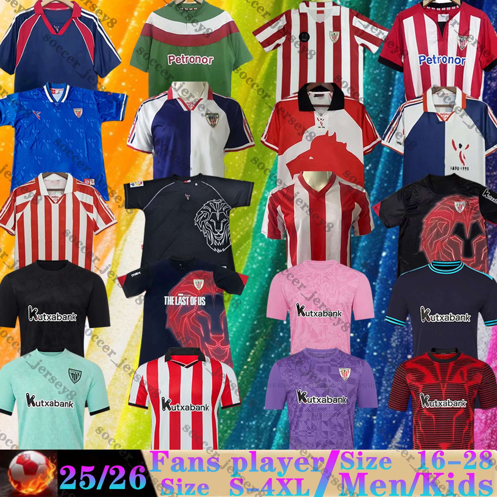 2025 2026 Bilbao Soccer Jerseys GURUZETA retro 1984 1995 1997 98 99 WILLIAMS O.SANCET 01 03 08 2011 12 A. DJALO SIMON UNAI 25 26 Calcio Athletic Men Kids Kit Football Shirts