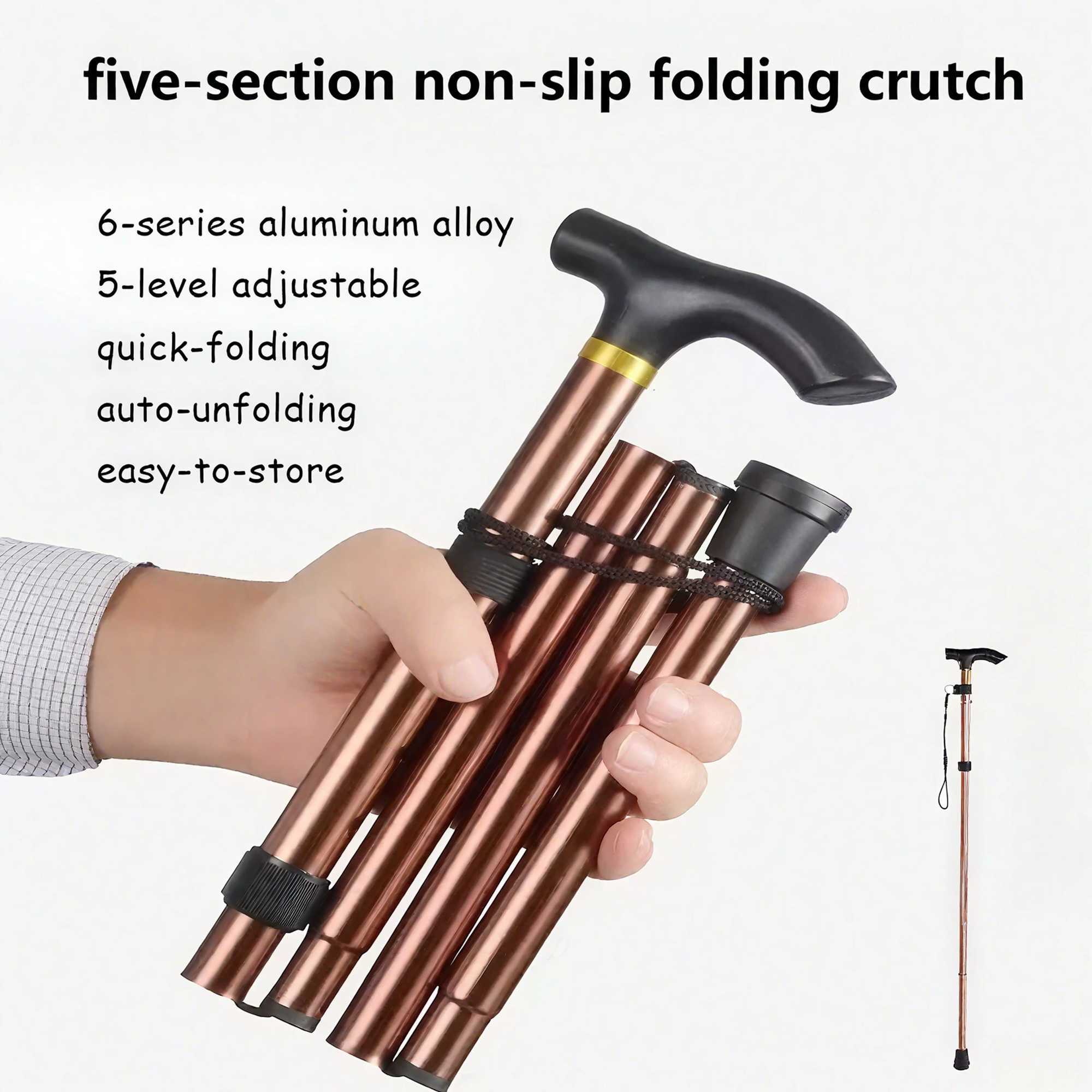 Multifunction Walking Stick Trekking Poles Telescopic Fold Crutches Hiking Stick Crutch Elderly Metal Stick Walking Cane Outdoor G2512201