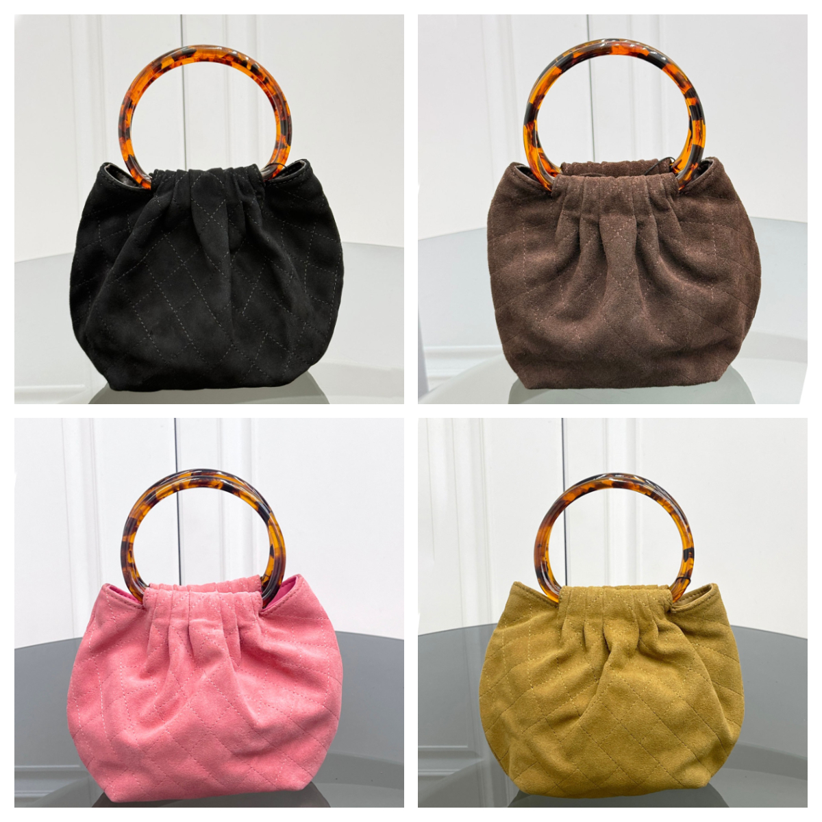 26C Designer Bag Tortoiseshell Round Handle Bag Evening Party Suede Clutch Mini Lucky Bag 2026 Pre-Spring New Clutch Evening Bag Luxury Yuanbao Bag