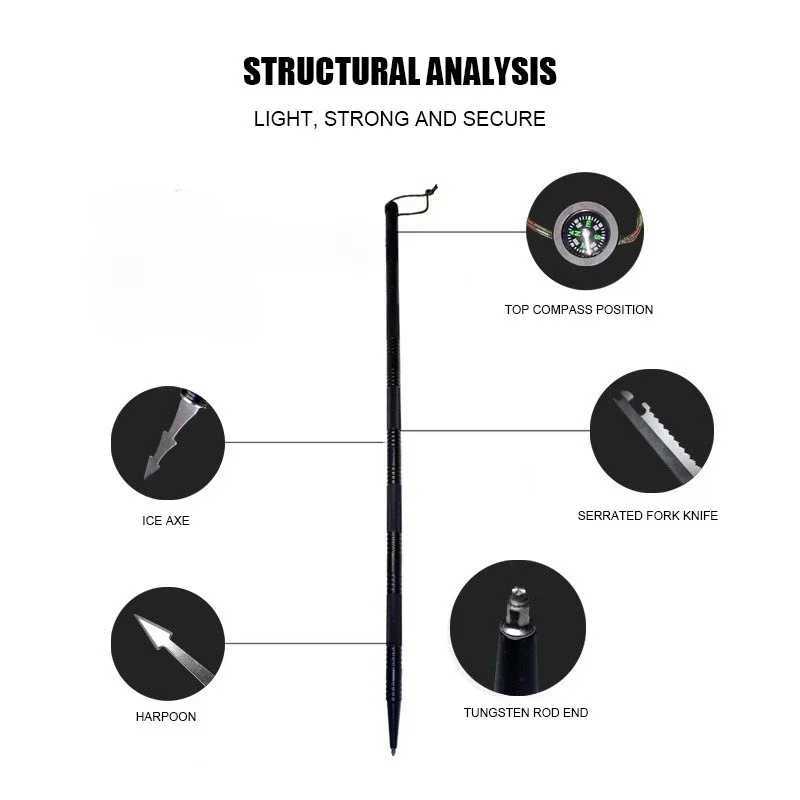 CEOI GWOK New Arrival Multi-functional Walking Stick Perfect Outdoor Companion Five Sections Length 107cm Trekking Poles G251220