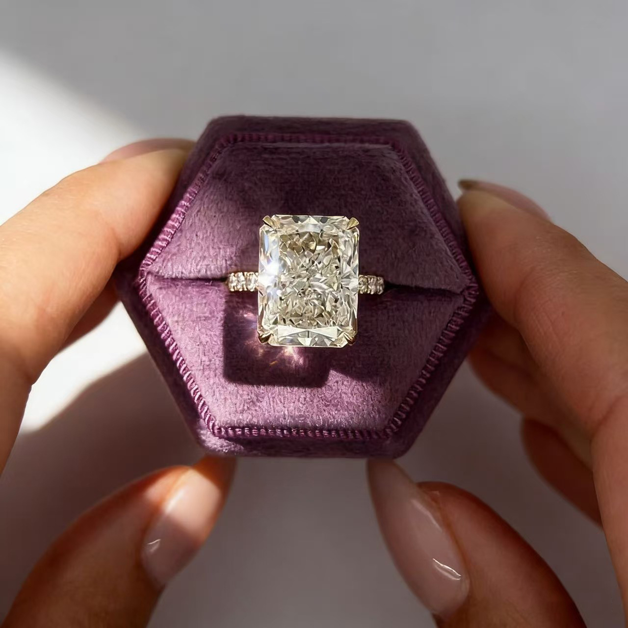 14K yellow Gold Radiant Cut Lab Grown Diamond Engagement Ring 1- 5ct CVD diamond ring Lab Diamond Engagement Ring Halo Ring IGI D