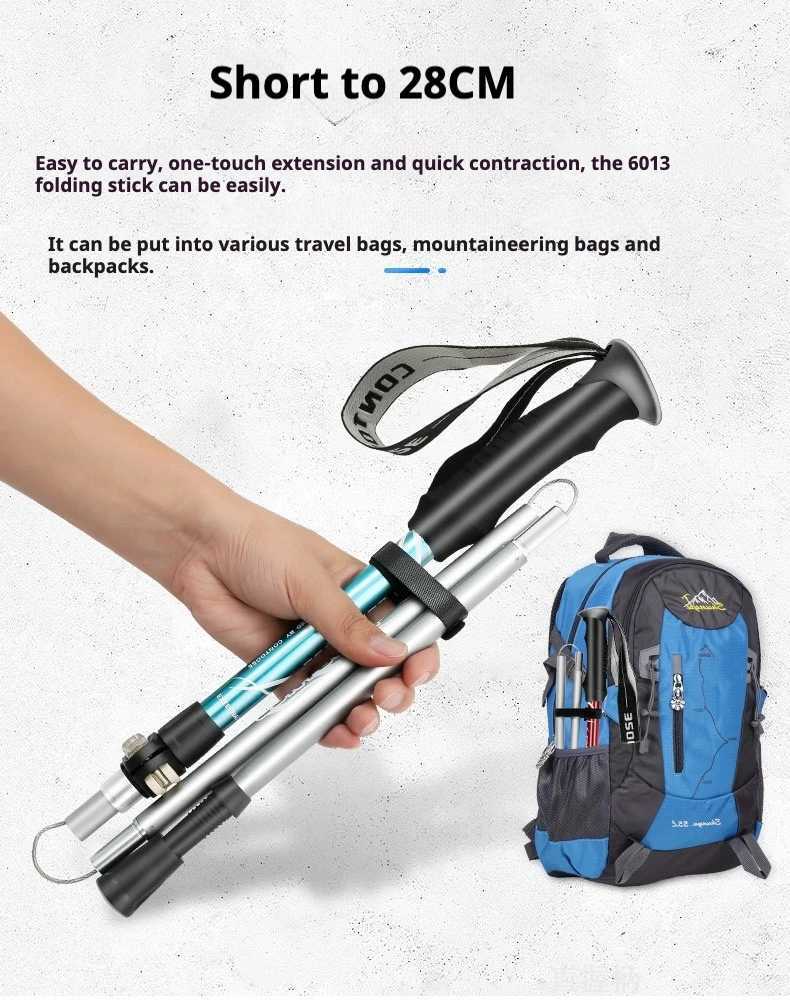 Contoose Ultra Light Trekking Pole Retractable Folding Alpenstock Hiking Climbing Cane Outdoor Equipment Carbon Free G251220