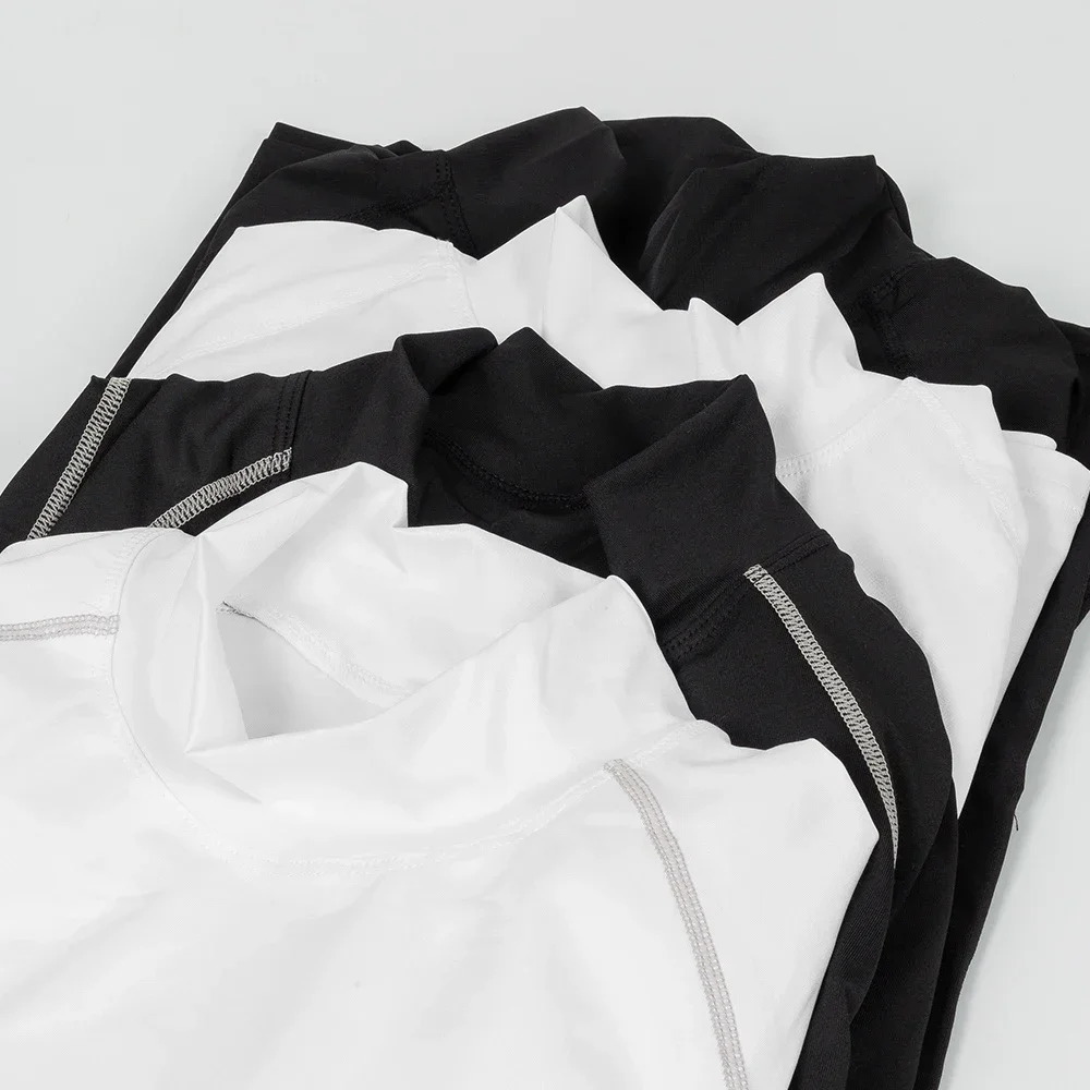 Mens Quick Dry Running T-shirt Workout Compression Shirt Turtleneck Long Sleeve Rash Guard Gym Base Layer Athletic Undershirt 251219