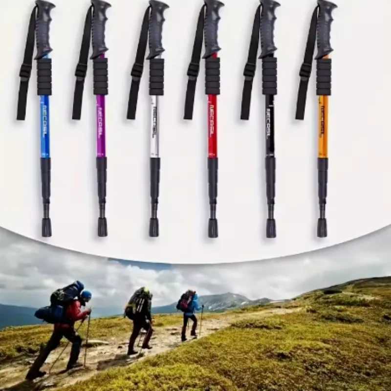 Aluminium Alloy Teleskopic Stick Hiking Poles Basto De Trekking Walking Stick Ultralight Absorber Walking Cane Alpenstock G251220