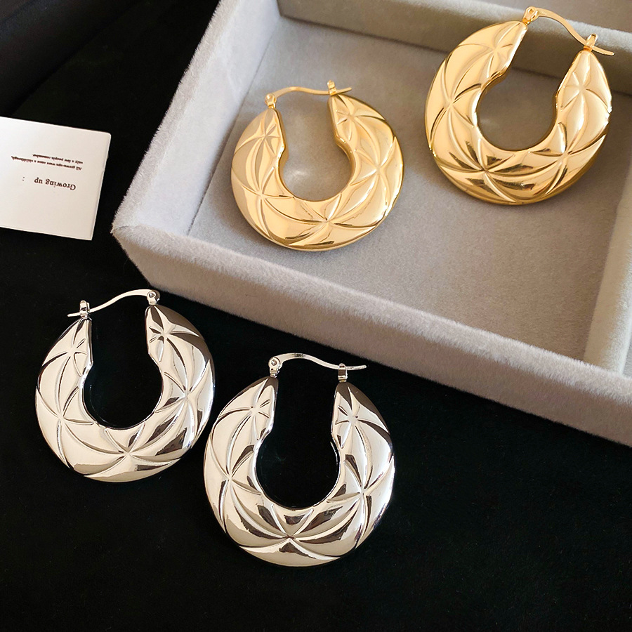 Metallic Smooth Round Texture Simple Fashion Design Sense Niche Luxury High-end Earrings - view 8