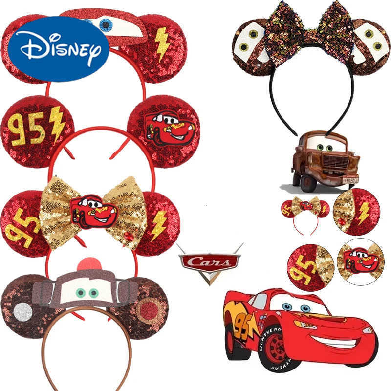 Disney Pixar Cars Ears Headbands for Girls Kid Lightning McQueen Hairband Cars on the Road Mater Headwear Women Hair Accessories H251220