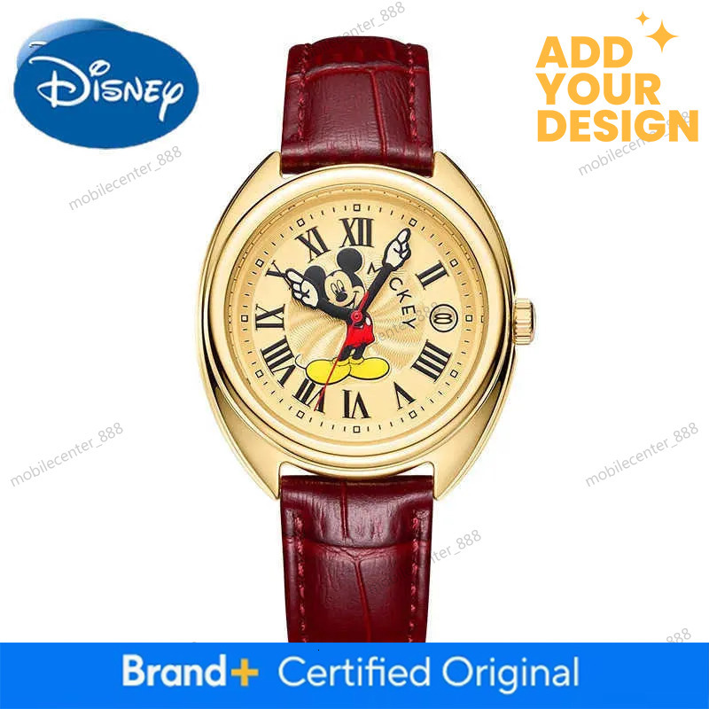 Disney custom Mickey Mouse Children Watches Luminous Leather Quartz Wristwatch Boy Girls Birthday Gift Student Clock Young Men Women H251029