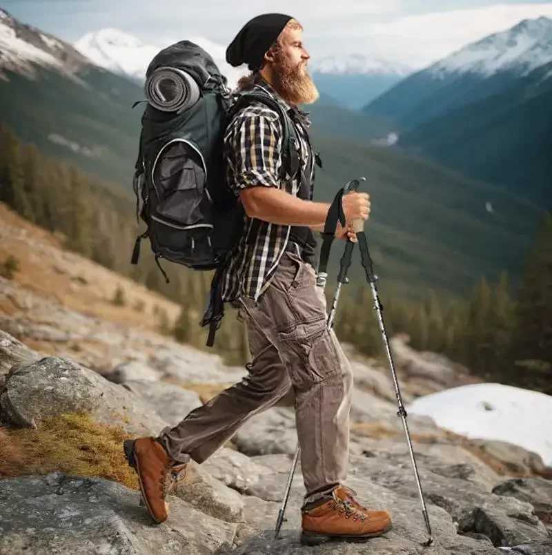 CZHIYAO 1 pc Ultralight Aluminum Hiking Poles-Adjustable Cork Grip Trekking Sticks Foldable Men Women Backpacking Mountaineering G251220