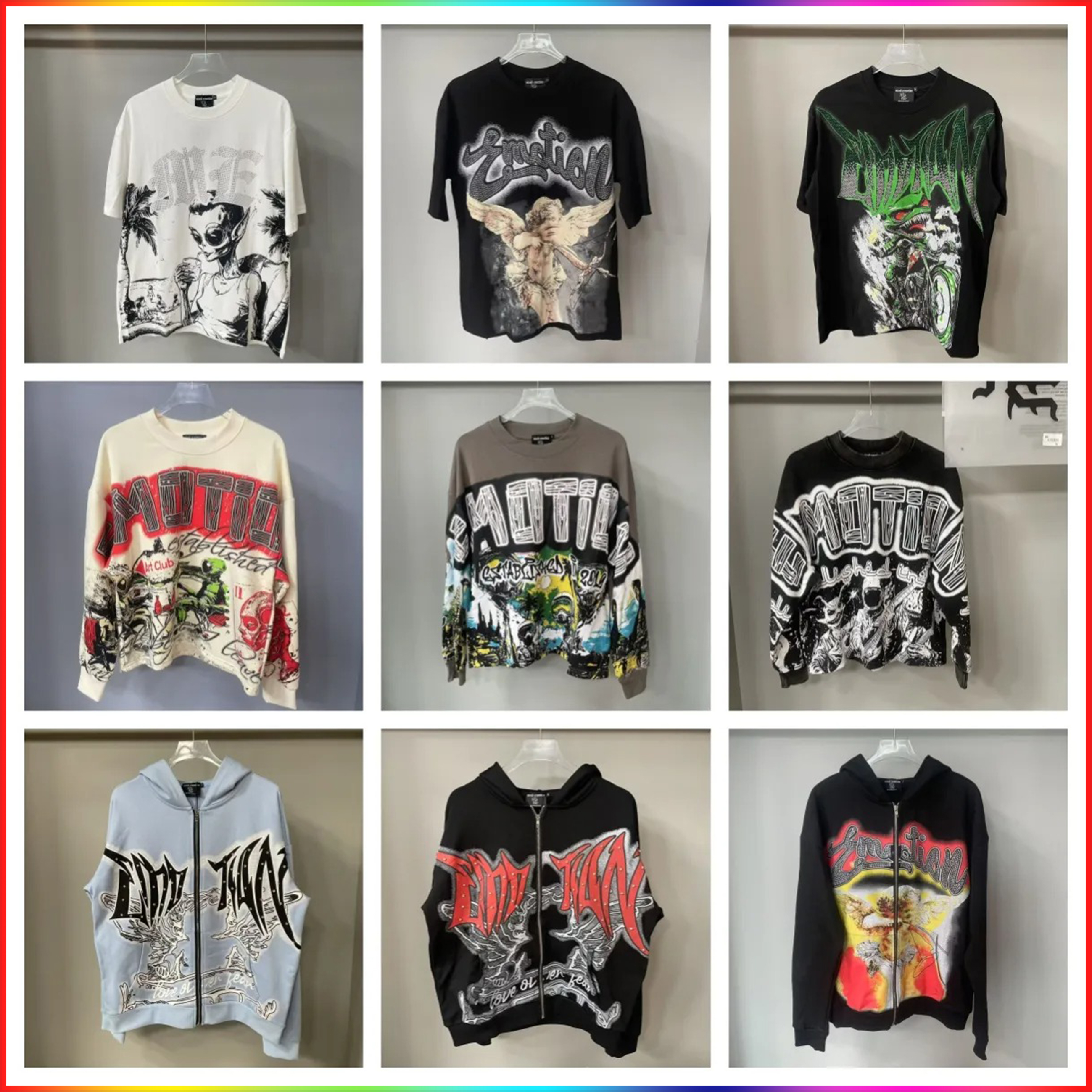 2026 MIXED EMOTION shirts designer shirts Mens Y2k hoodie Pants Set Letter tee High Street summer fashion hip-hop retro casual cotton printed shorts sleeveds shirts