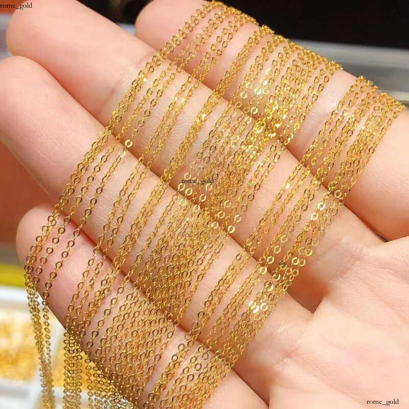 AU750 Yellow Rose Genuine Custom Thin O Chain 18k Pure Gold Necklace