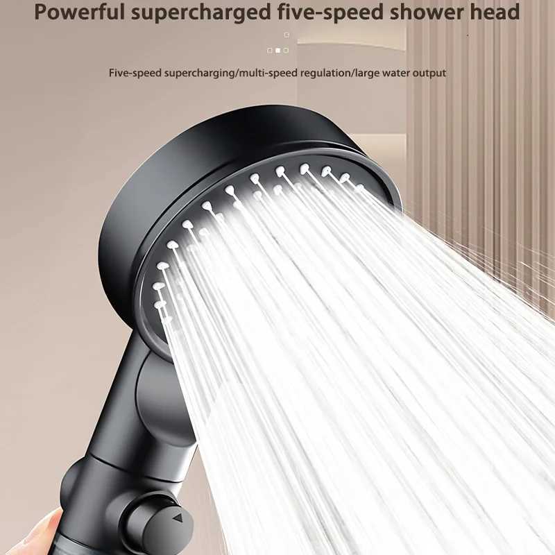 High Pressure Shower Head 5 Modes Adjustable Showerheads With Filter Water Saving One-Key Stop Spray Nozzle Home Bathroom C251220