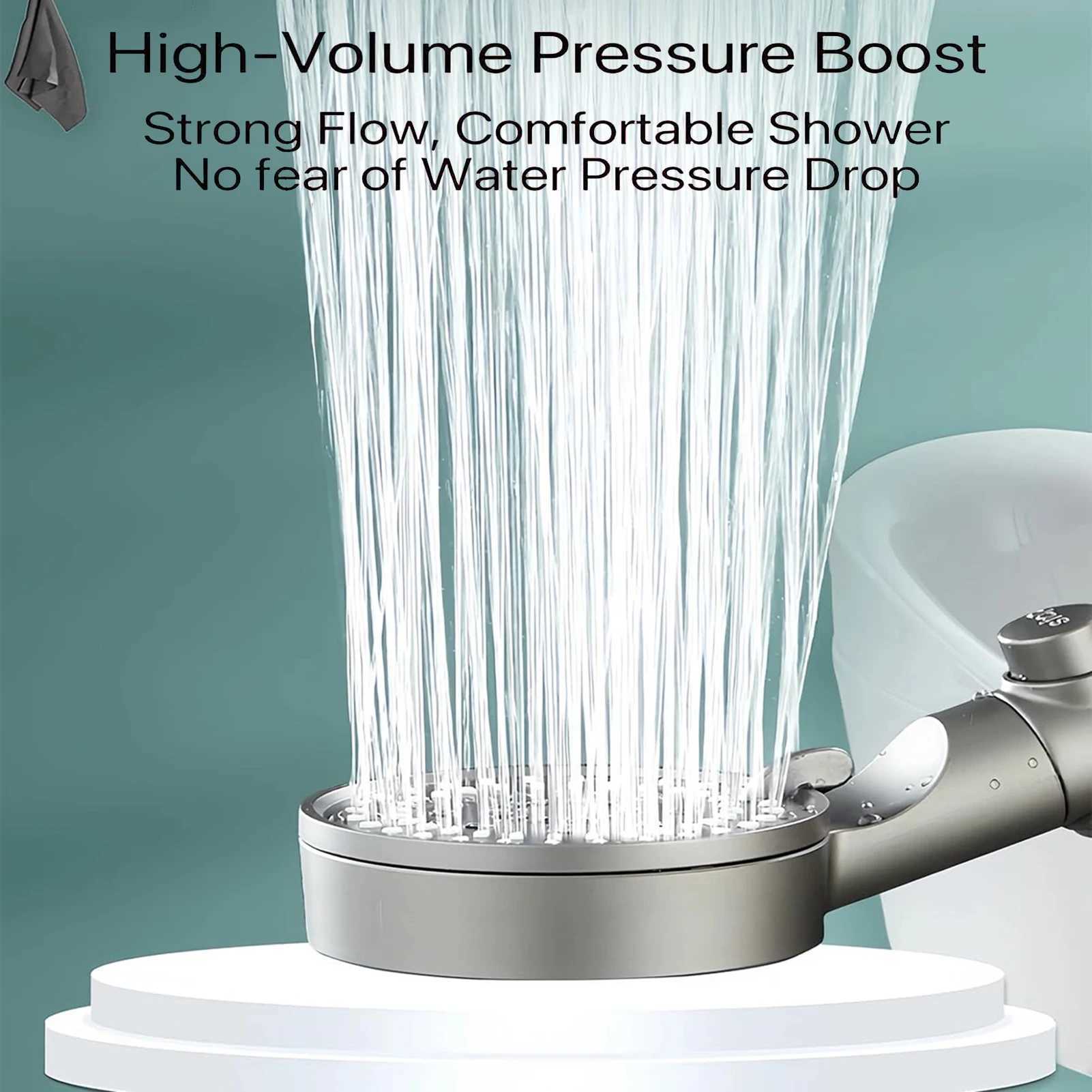 Hydro Boost High Pressure Shower Head 5 Spray Modes Stainless Steel Water Saving Filter Showerhead With Strong Flow For Bathroom C251220