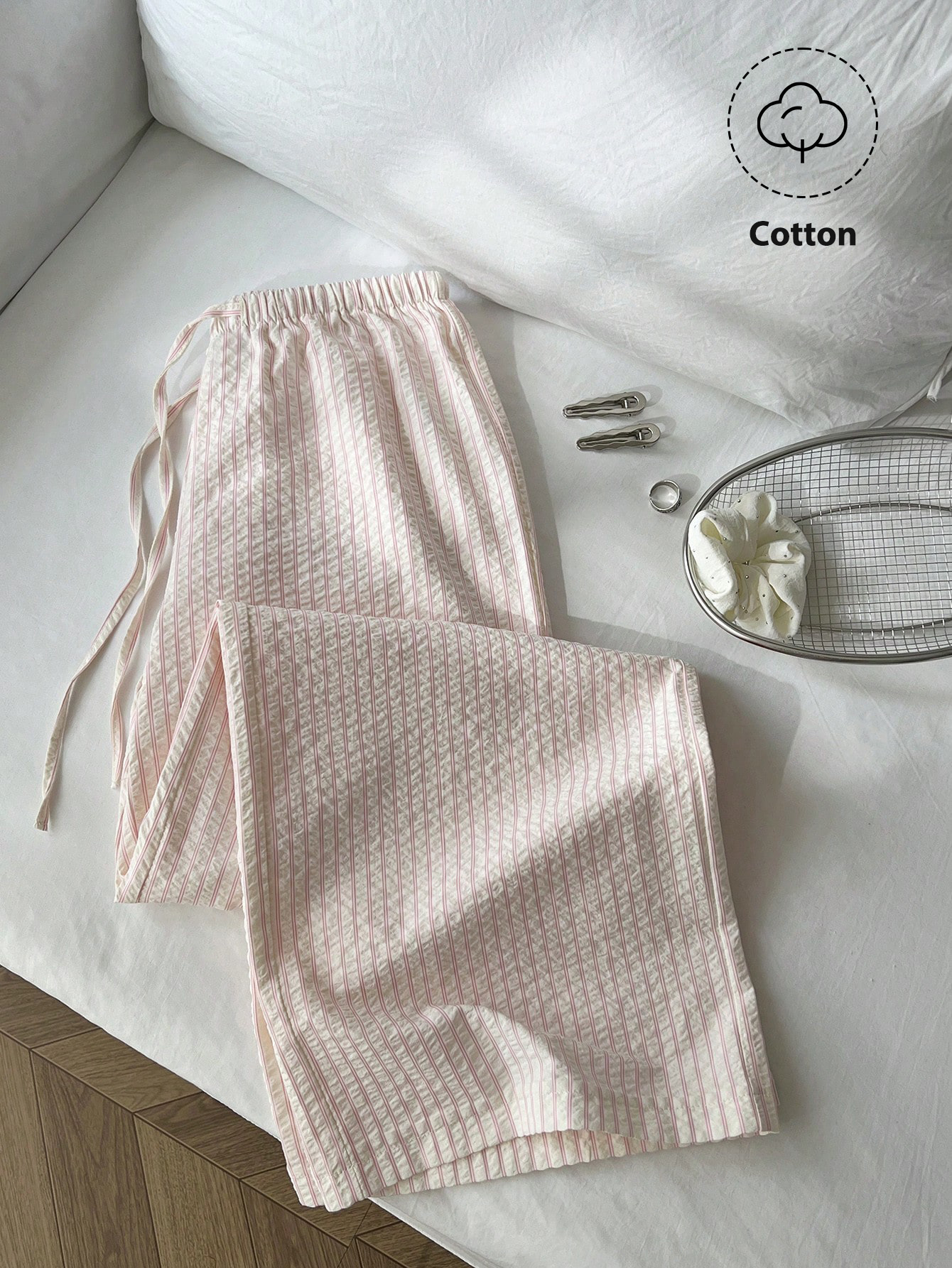 Women's Minimalist Casual Straight Leg Pants - Polyester Ruched Texture Commute Trousers---118