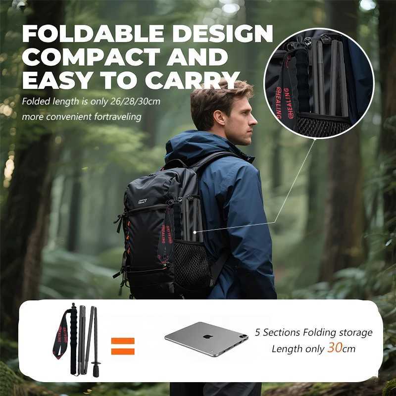 Trekking Poles City Walking Sticks-Carbon Fiber Lightweight 5 sections Folding poles Hiking Poles Running Climbing Stick G251220